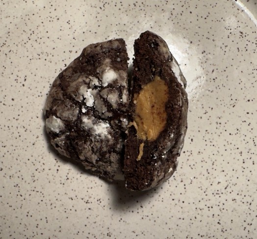Peanut Filled Chocolate Crinkle Cookie